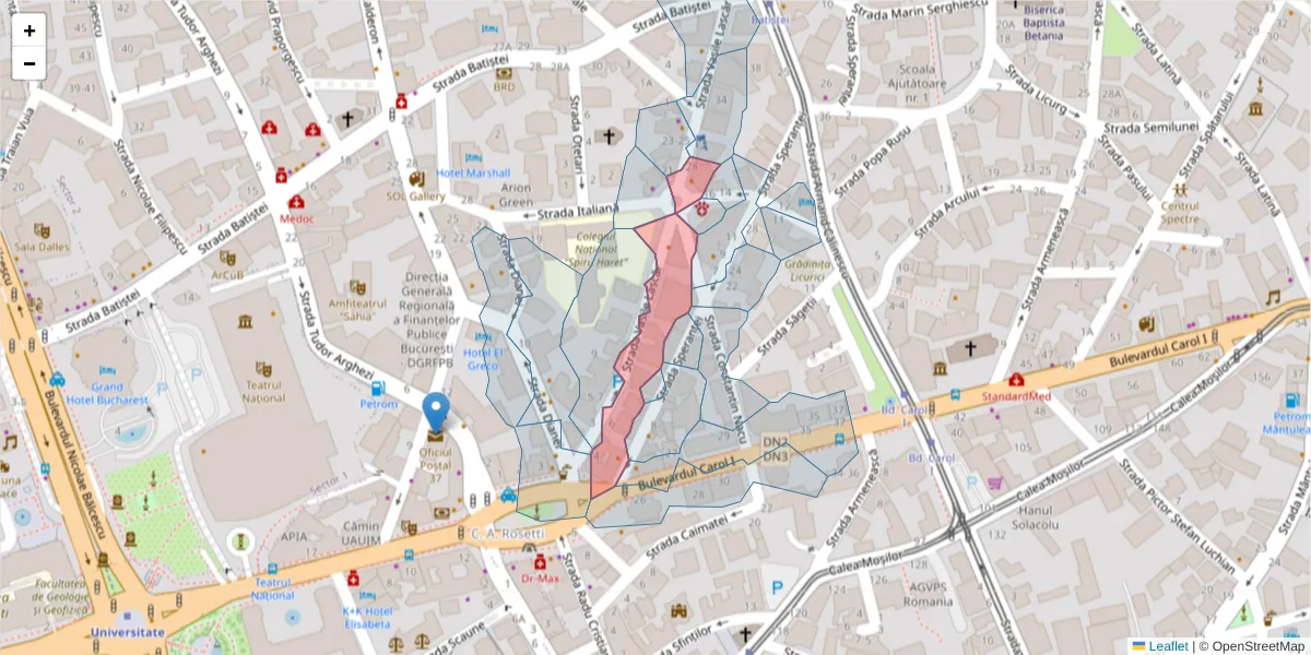 Hartă a codului poștal  și a codurilor poștale învecinate