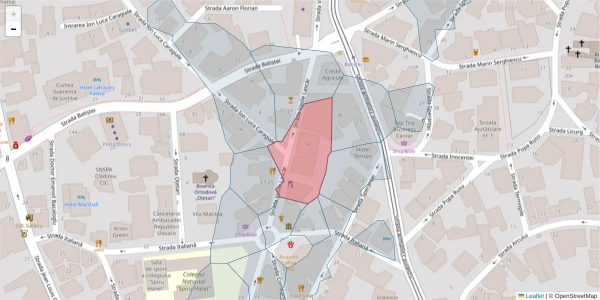 Hartă a codului poștal  și a codurilor poștale învecinate