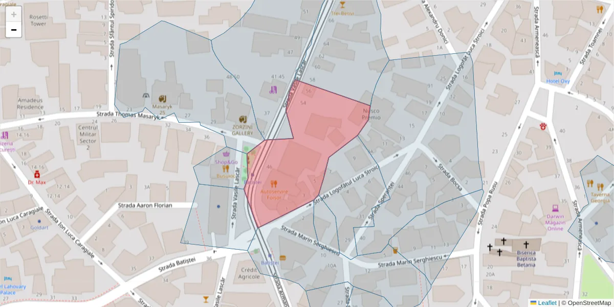 Hartă a codului poștal  și a codurilor poștale învecinate