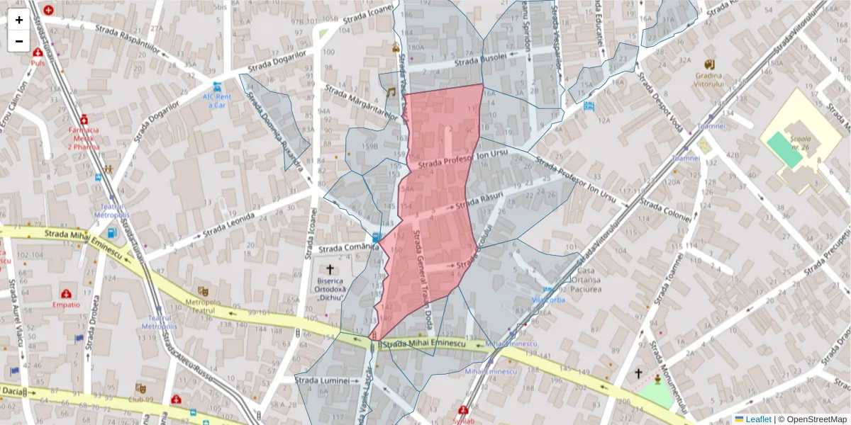 Hartă a codului poștal  și a codurilor poștale învecinate