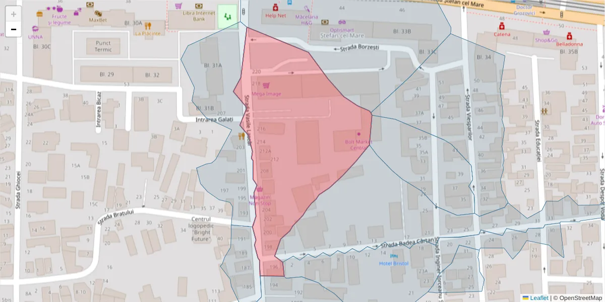 Hartă a codului poștal  și a codurilor poștale învecinate