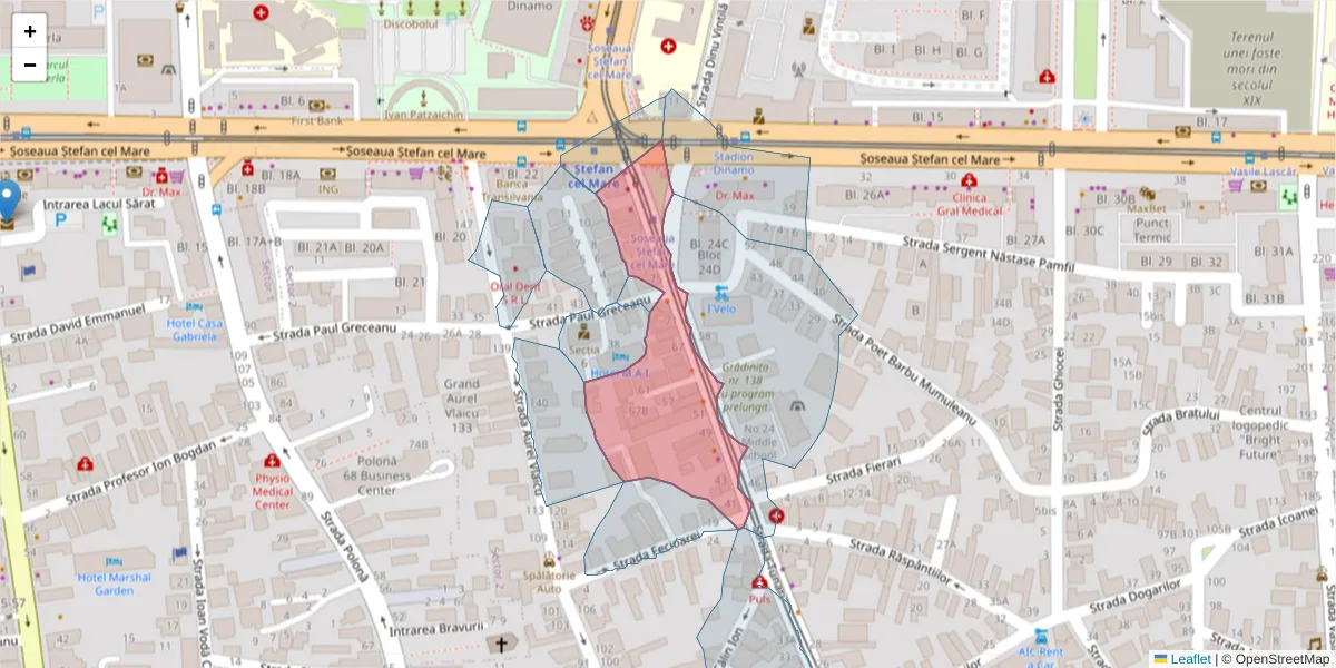 Hartă a codului poștal  și a codurilor poștale învecinate