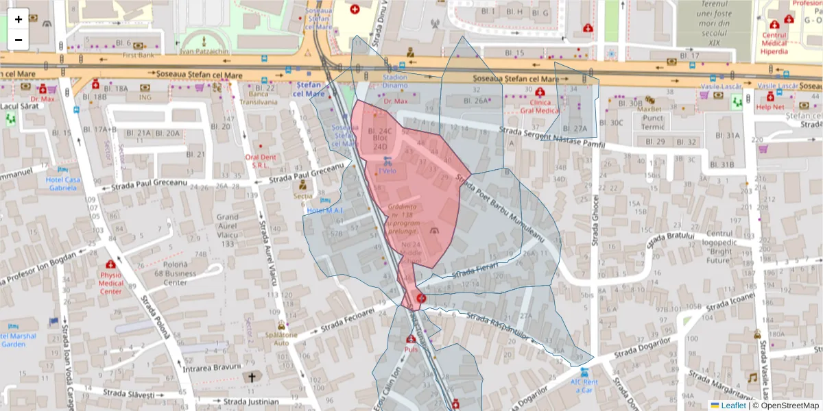 Hartă a codului poștal  și a codurilor poștale învecinate