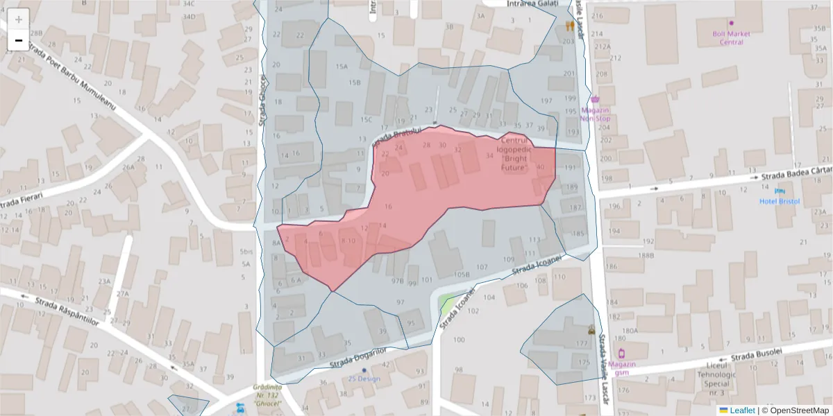 Hartă a codului poștal  și a codurilor poștale învecinate