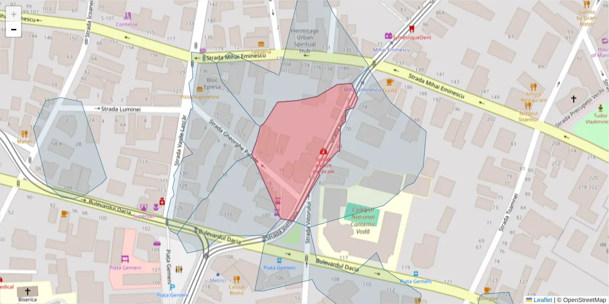 Hartă a codului poștal  și a codurilor poștale învecinate