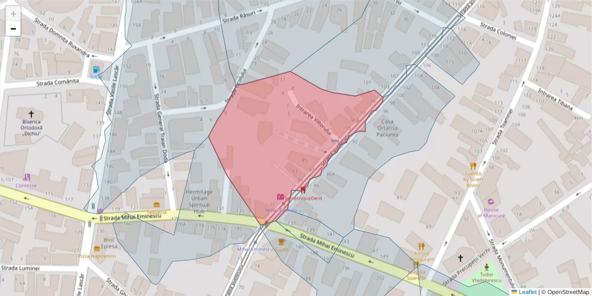 Hartă a codului poștal  și a codurilor poștale învecinate