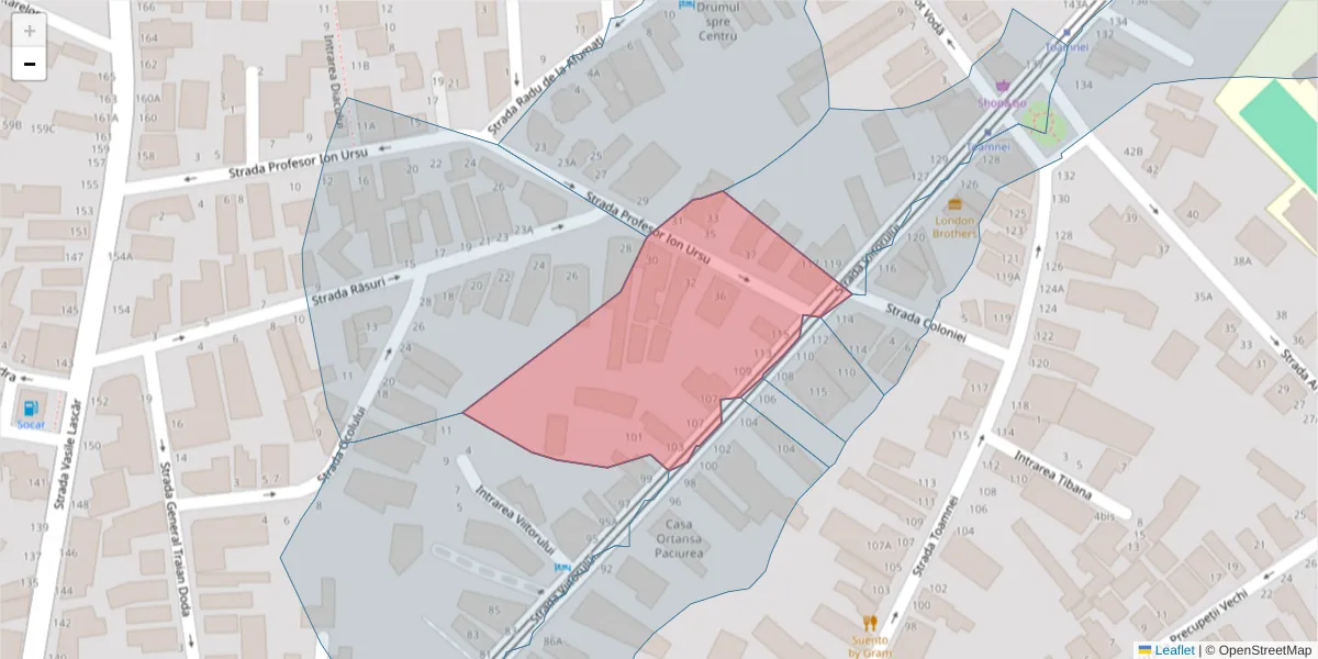 Hartă a codului poștal  și a codurilor poștale învecinate