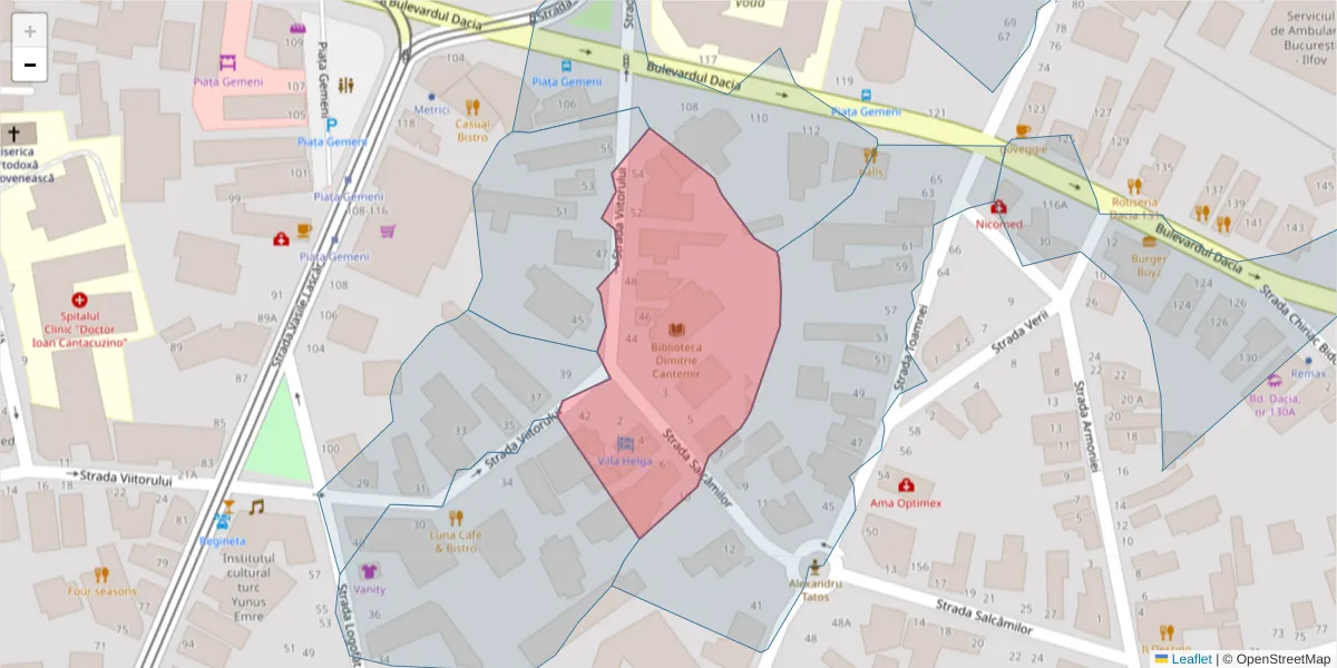 Hartă a codului poștal  și a codurilor poștale învecinate