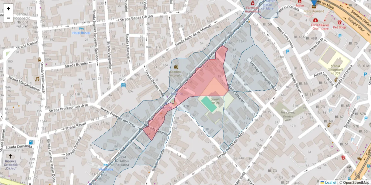 Hartă a codului poștal  și a codurilor poștale învecinate