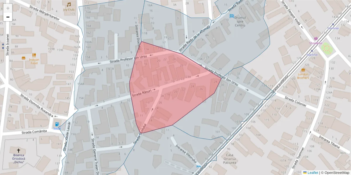 Hartă a codului poștal  și a codurilor poștale învecinate