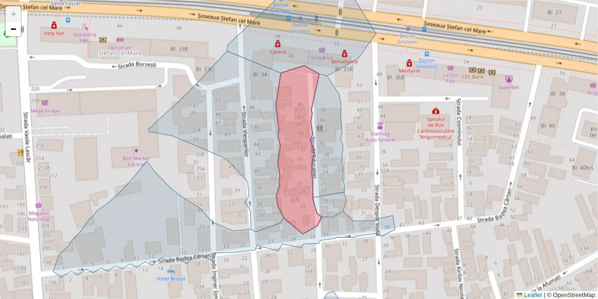 Hartă a codului poștal  și a codurilor poștale învecinate