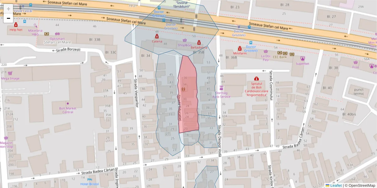Hartă a codului poștal  și a codurilor poștale învecinate