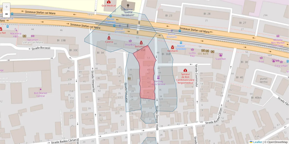 Hartă a codului poștal  și a codurilor poștale învecinate