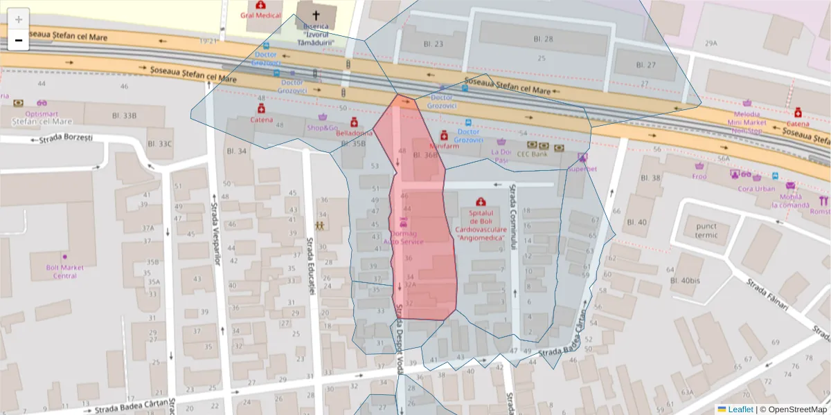 Hartă a codului poștal  și a codurilor poștale învecinate