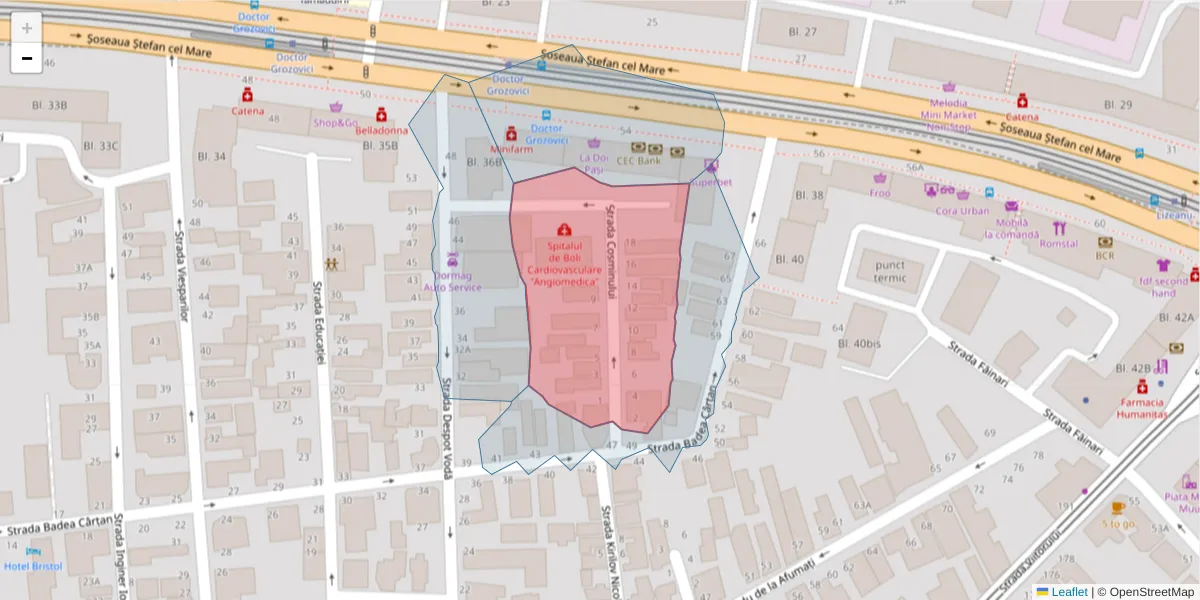 Hartă a codului poștal  și a codurilor poștale învecinate