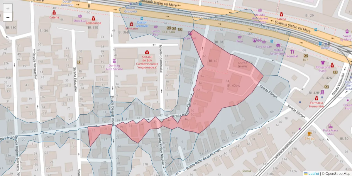 Hartă a codului poștal  și a codurilor poștale învecinate