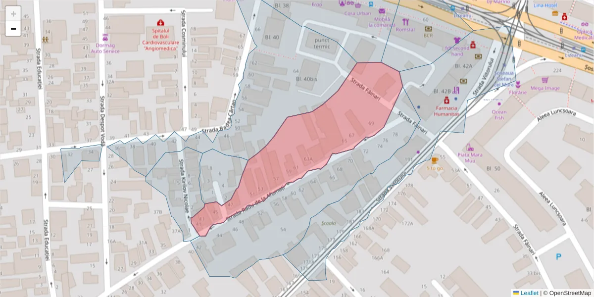Hartă a codului poștal  și a codurilor poștale învecinate