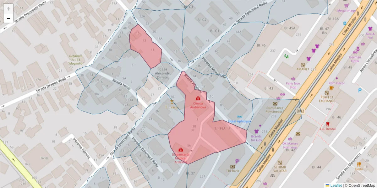Hartă a codului poștal  și a codurilor poștale învecinate