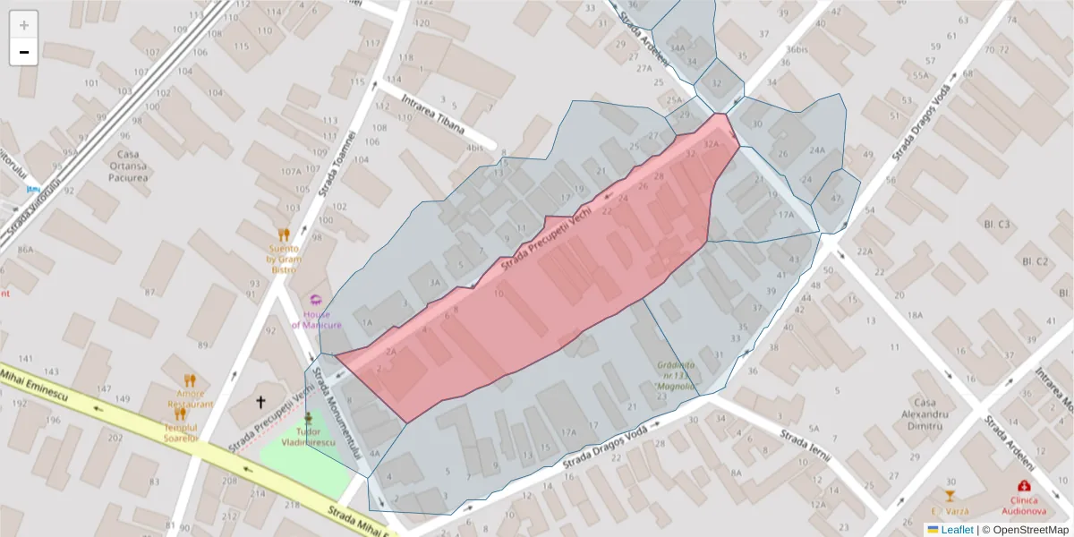 Hartă a codului poștal  și a codurilor poștale învecinate