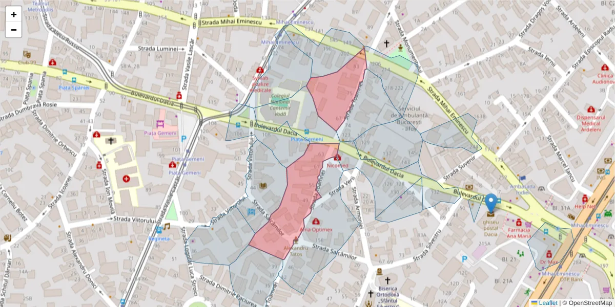 Hartă a codului poștal  și a codurilor poștale învecinate