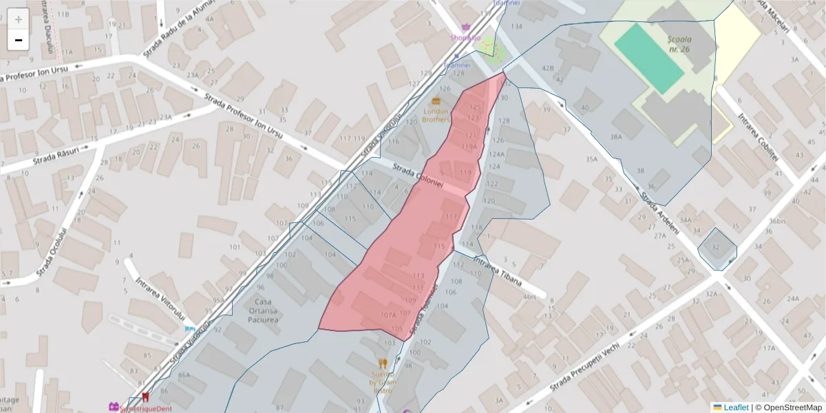 Hartă a codului poștal  și a codurilor poștale învecinate