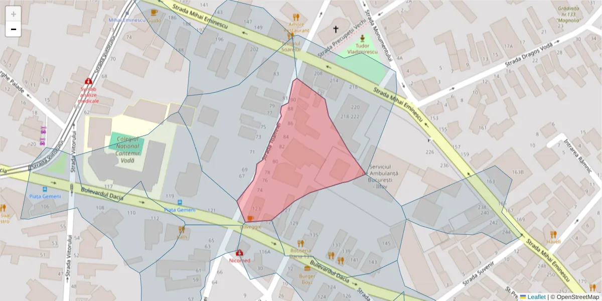 Hartă a codului poștal  și a codurilor poștale învecinate