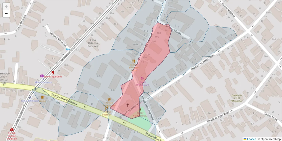 Hartă a codului poștal  și a codurilor poștale învecinate