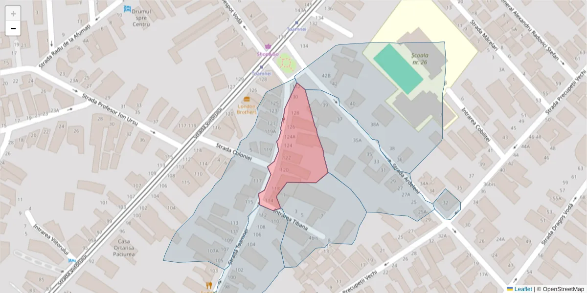 Hartă a codului poștal  și a codurilor poștale învecinate