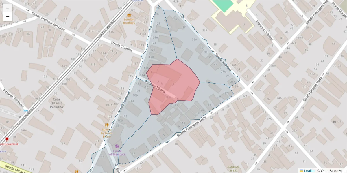 Hartă a codului poștal  și a codurilor poștale învecinate