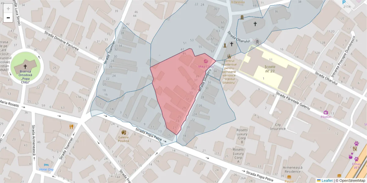 Hartă a codului poștal  și a codurilor poștale învecinate