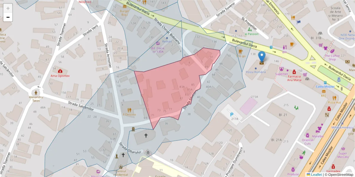 Hartă a codului poștal  și a codurilor poștale învecinate