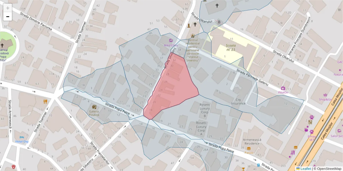 Hartă a codului poștal  și a codurilor poștale învecinate