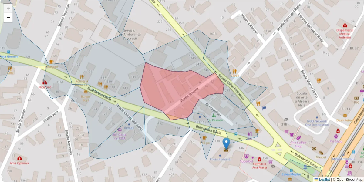 Hartă a codului poștal  și a codurilor poștale învecinate