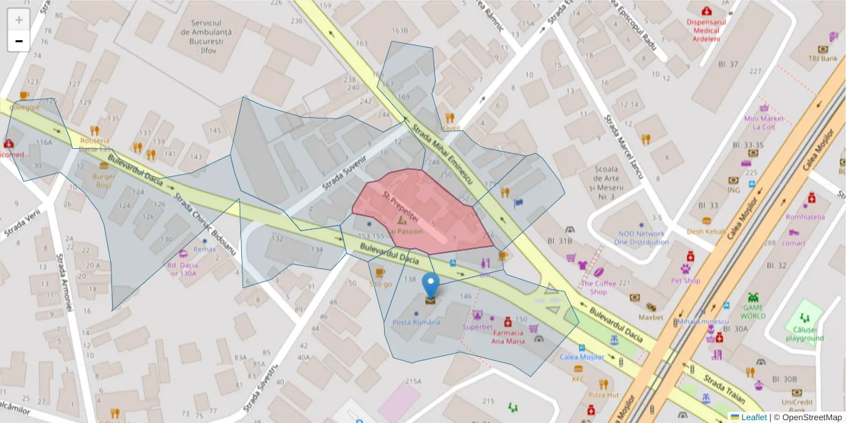 Hartă a codului poștal  și a codurilor poștale învecinate
