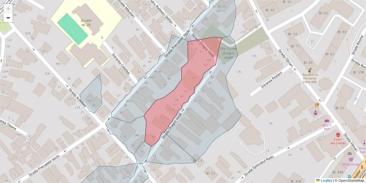 Hartă a codului poștal  și a codurilor poștale învecinate