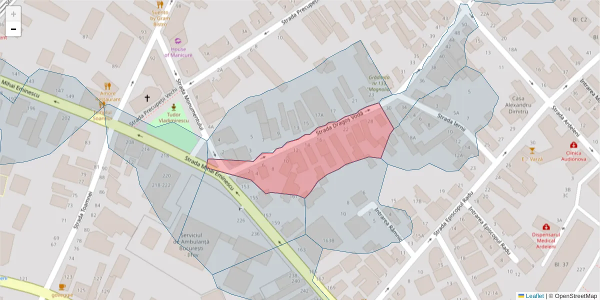 Hartă a codului poștal  și a codurilor poștale învecinate