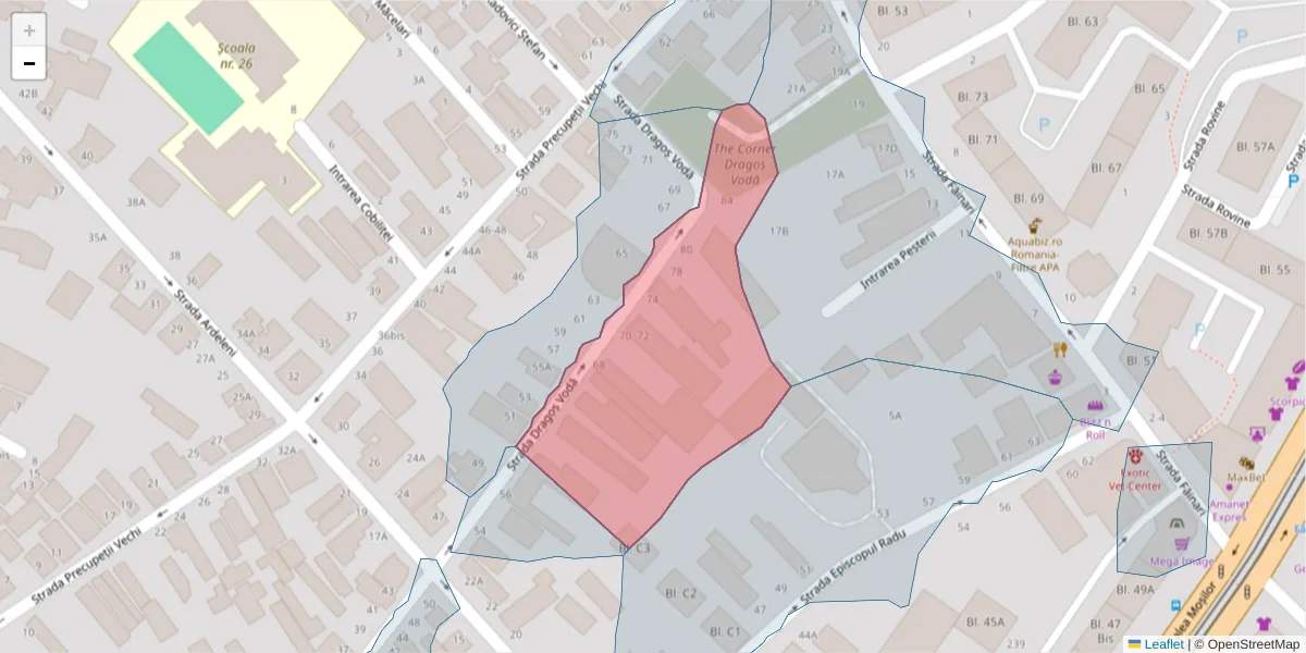 Hartă a codului poștal  și a codurilor poștale învecinate