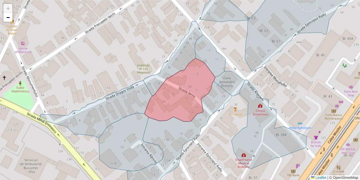 Hartă a codului poștal  și a codurilor poștale învecinate