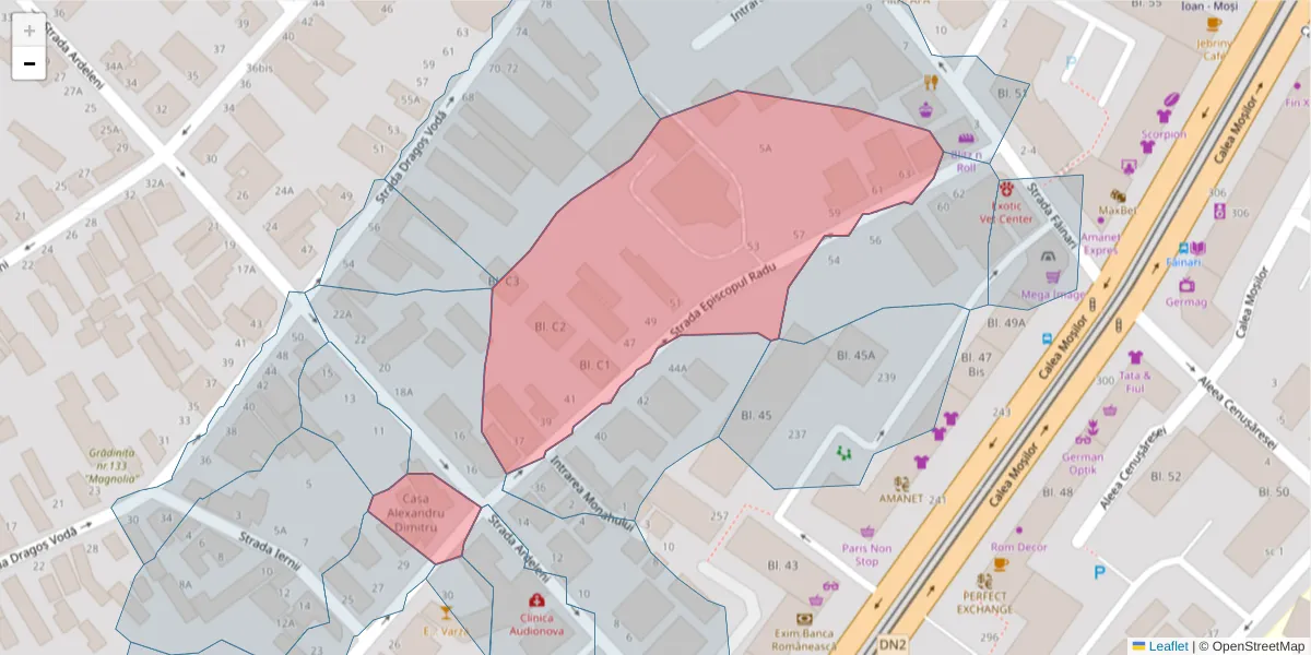 Hartă a codului poștal  și a codurilor poștale învecinate