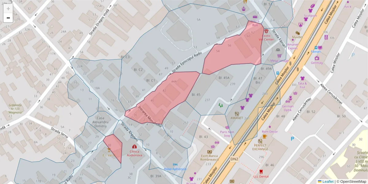 Hartă a codului poștal  și a codurilor poștale învecinate