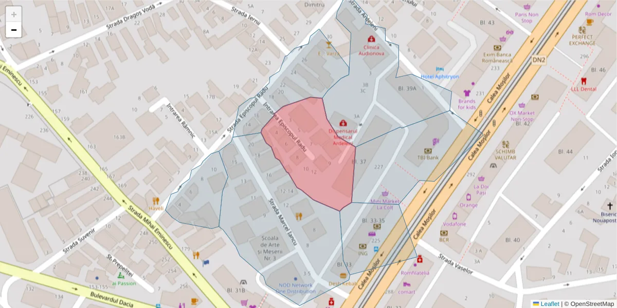 Hartă a codului poștal  și a codurilor poștale învecinate