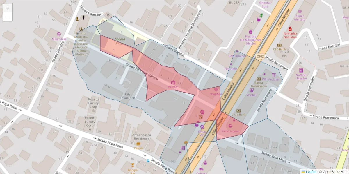 Hartă a codului poștal  și a codurilor poștale învecinate