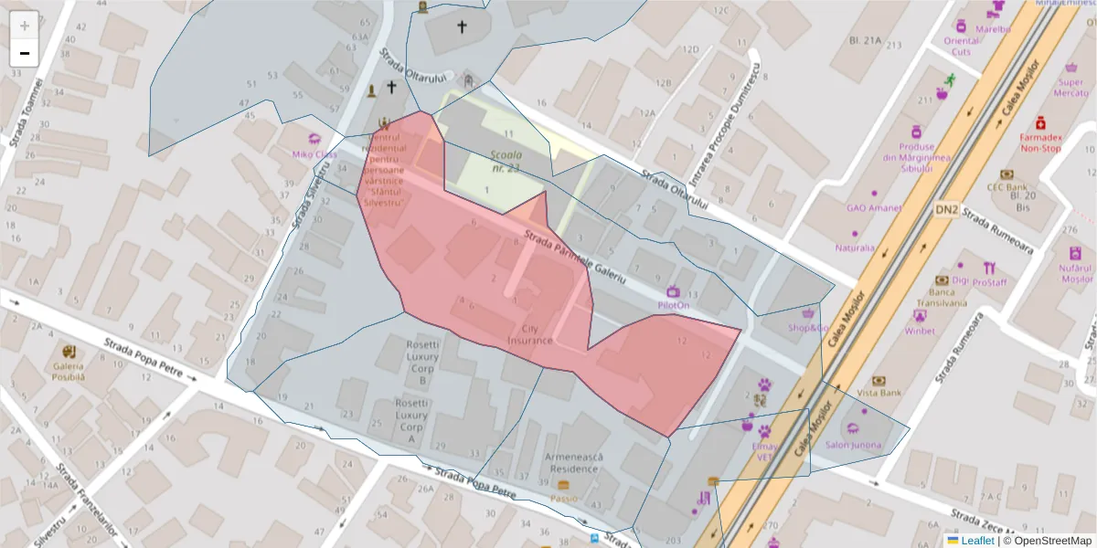 Hartă a codului poștal  și a codurilor poștale învecinate