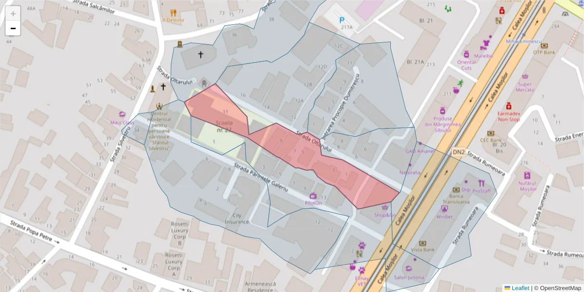 Hartă a codului poștal  și a codurilor poștale învecinate