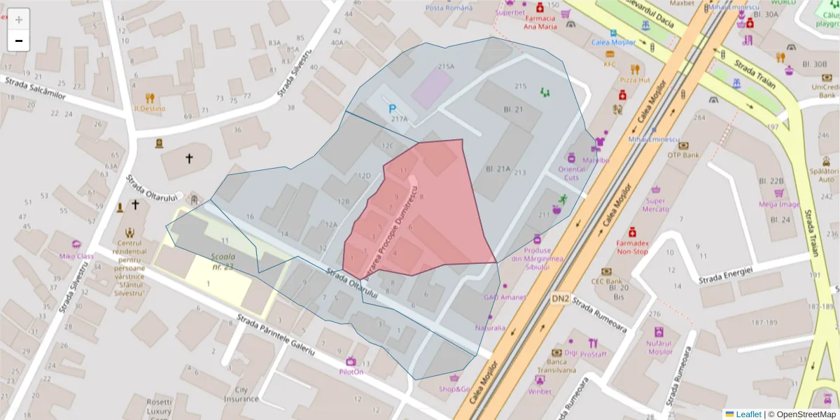 Hartă a codului poștal  și a codurilor poștale învecinate