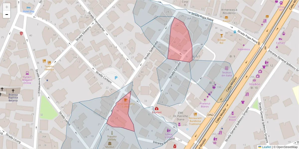 Hartă a codului poștal  și a codurilor poștale învecinate