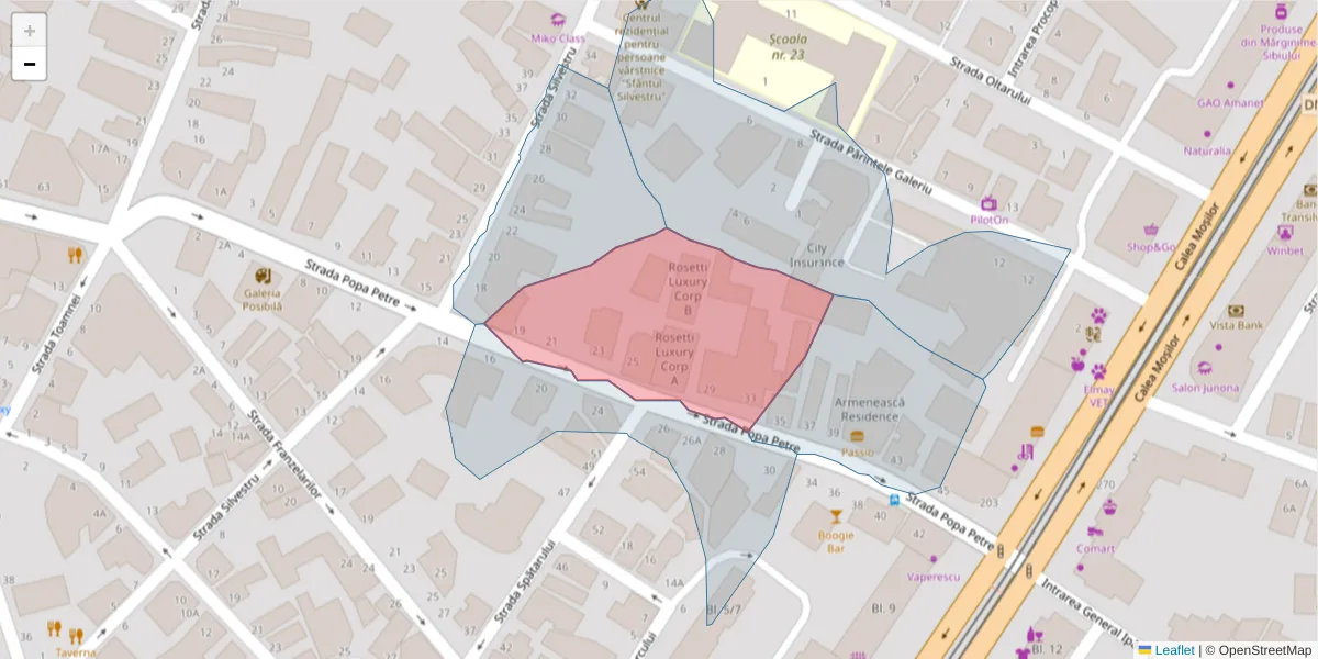 Hartă a codului poștal  și a codurilor poștale învecinate