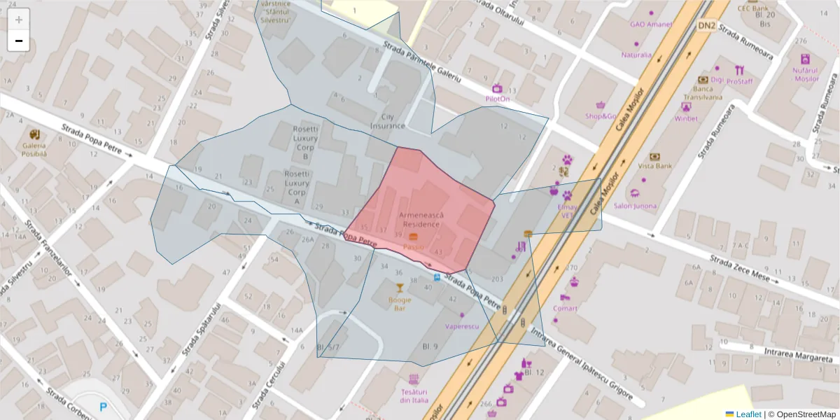 Hartă a codului poștal  și a codurilor poștale învecinate