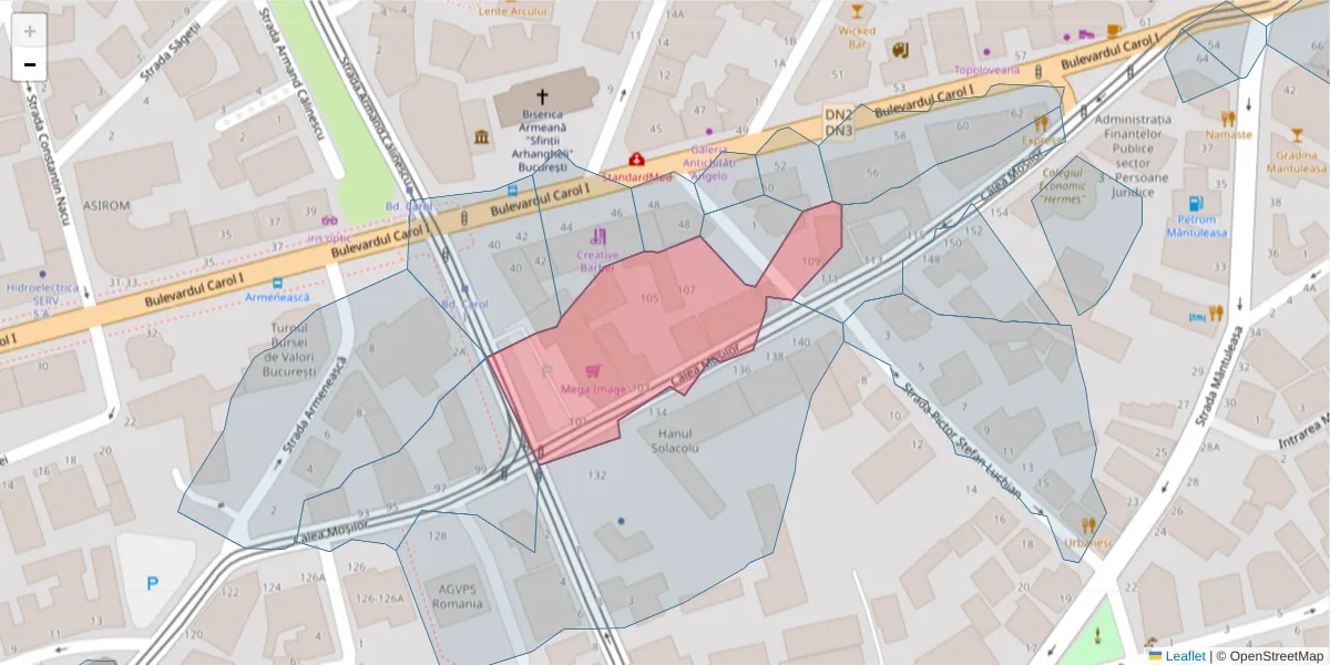 Hartă a codului poștal  și a codurilor poștale învecinate