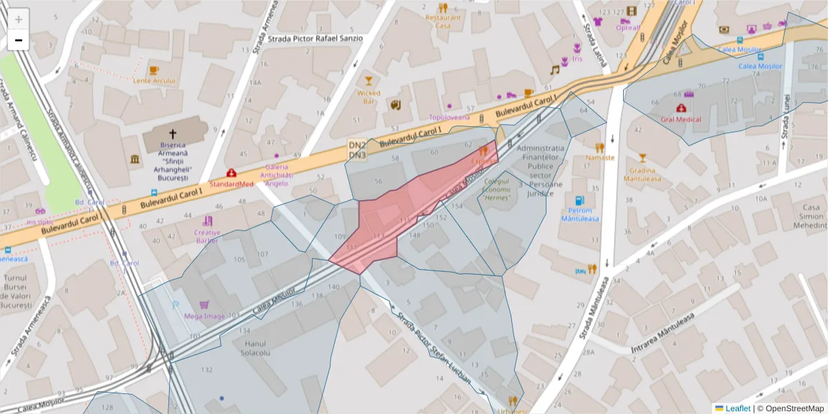 Hartă a codului poștal  și a codurilor poștale învecinate
